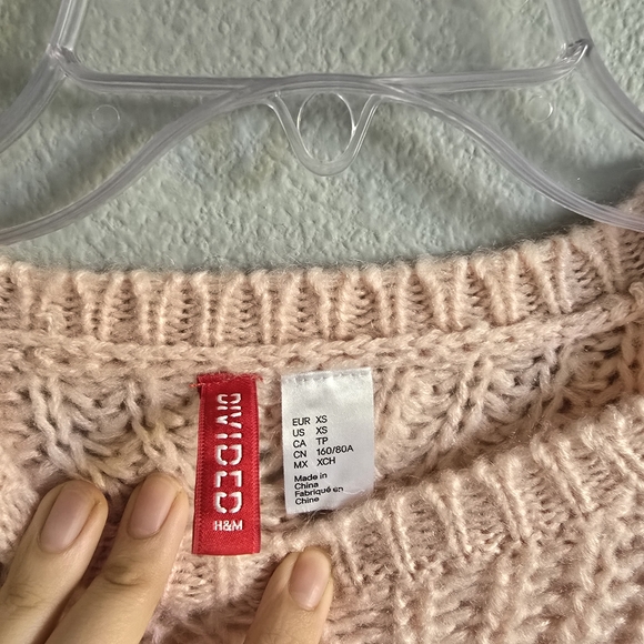 H&M Peach Pink Chunky Knitted Sweater Size XS - Picture 3 of 3